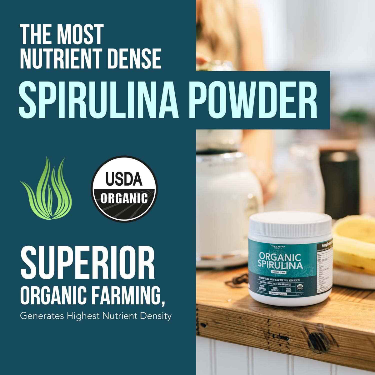 Organic Spirulina Tablets (360 Tablets) - Made with Parry Spirulina, The Best Spirulina in the World, Highest Nutrient Density - Non-Irradiated, 3 Organic Certifications (90 Servings)