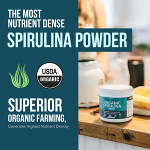 Organic Spirulina Tablets (360 Tablets) - Made with Parry Spirulina, The Best Spirulina in the World, Highest Nutrient Density - Non-Irradiated, 3 Organic Certifications (90 Servings)