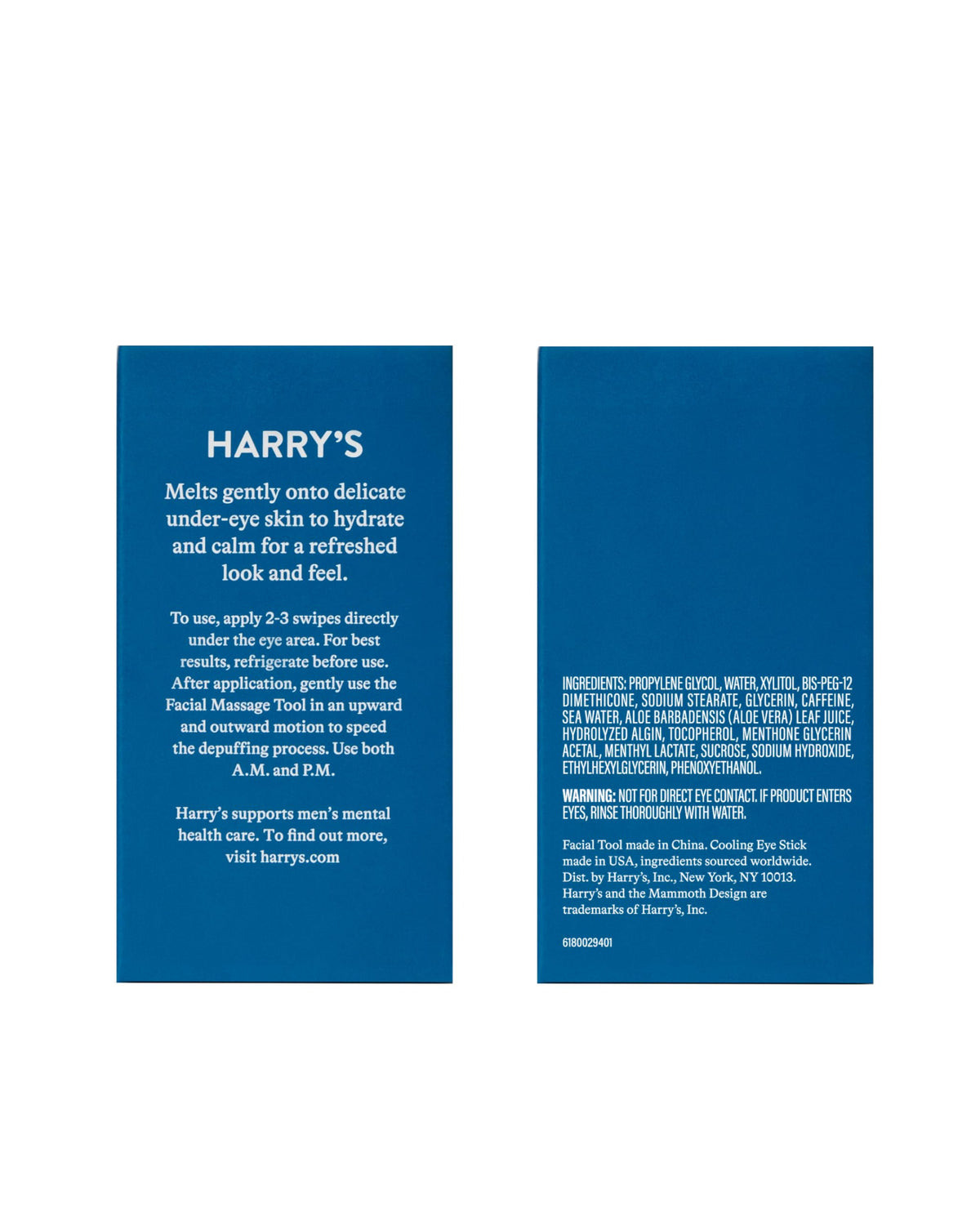 Harry's Cooling Eye Kit for Men – Gua Sha Depuffing Facial Massage Tool & Cooling Eye Stick for Dark Circles and Puffiness