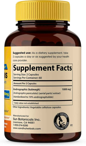 Andrographis Paniculata Kalmegh for Immune and Liver Health Support - 120 Vegetarian Capsules, 2 Months Supply - Ayurvedic Herbal Vegetarian Supplement Complex