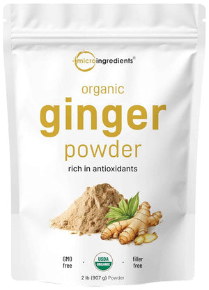 Organic Ginger powder, 2lbs (32oz) - Premium Source for Spice & Seasoning - Great for Baking, Cooking & Tea - Additive Free, Non-GMO, Bulk Supply