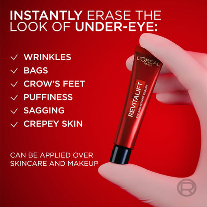 L'Oreal Paris Revitalift Triple Power Eye Bag Instant Eraser (0.5 oz + Sample) – Rapid Eye Tightener & Firming Treatment for Puffiness