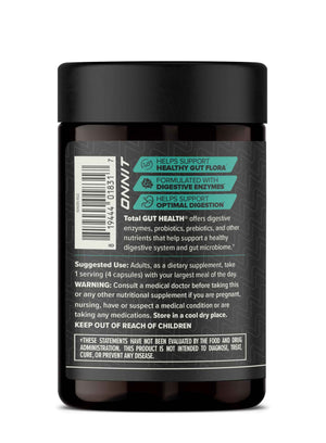 ONNIT Total Gut Health Daily Digestive Support, IGEN Non-GMO Tested Digestion Supplement for Women and Men with 7 Strains of Probiotics, Prebiotics