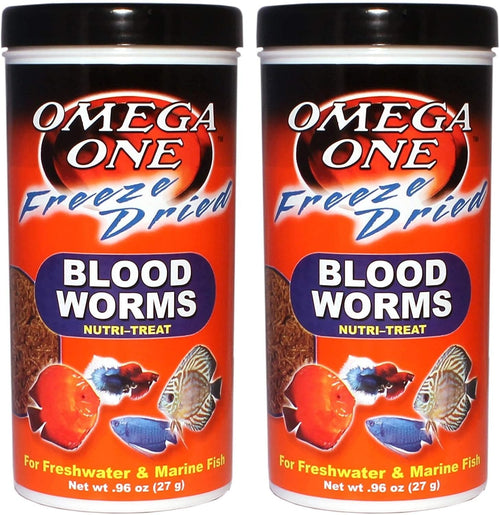 Omega One Freeze Dried Blood Worms 0.96oz 2-Pack
