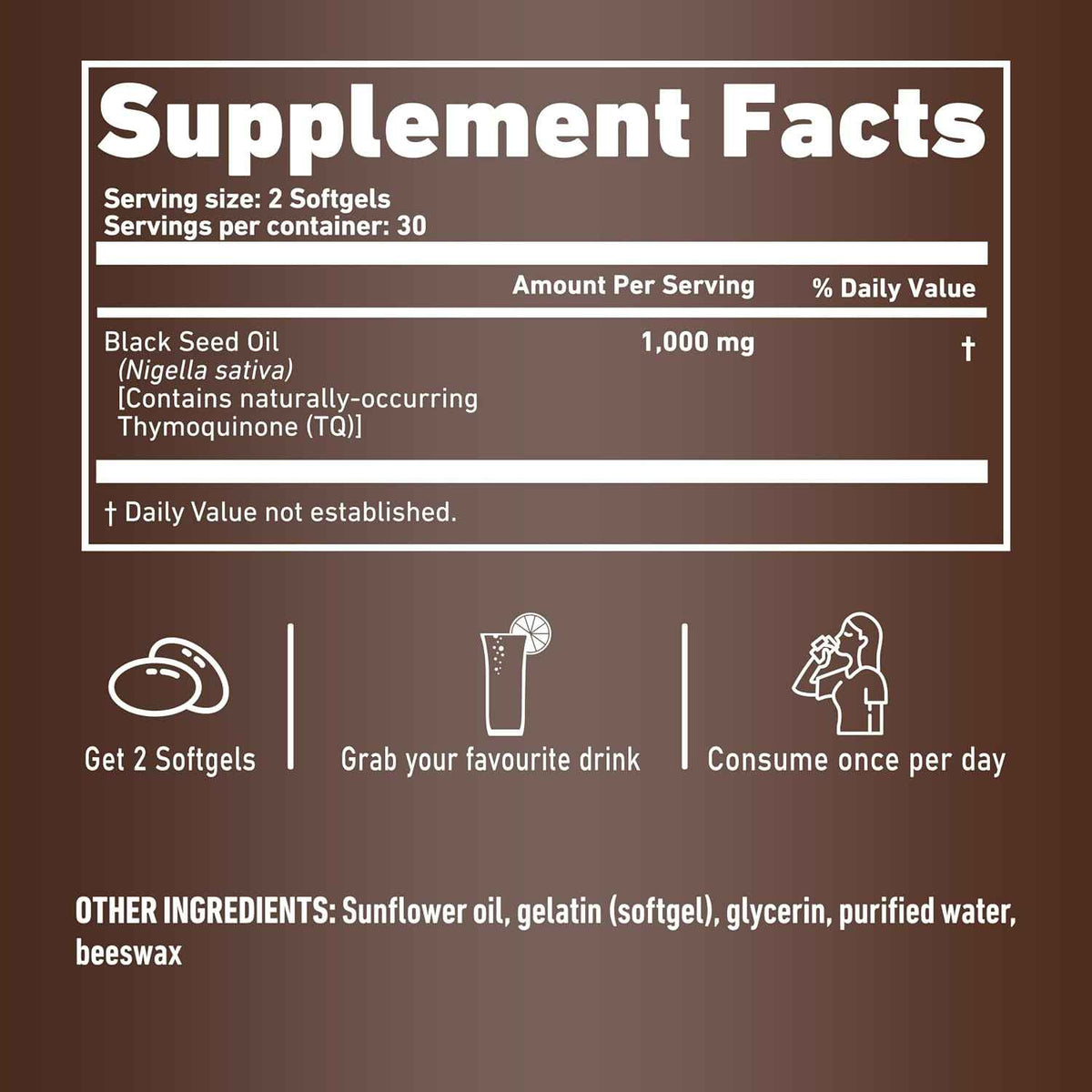 Resilia Ethiopian Black Seed Softgels 1000mg Per Serving - Premium Nigella Sativa Seed Oil Supplement - Digestive & Immune Support Formula - Easy to Swallow Soft Capsules 120 Count (Pack 2)