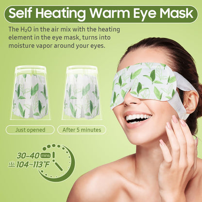 BeHoomi Self Heating Steam Eye Mask – Green Tea Scented Warm Compress Heated Eye Mask for Sleep, Spa & Relaxation (20 Pack)