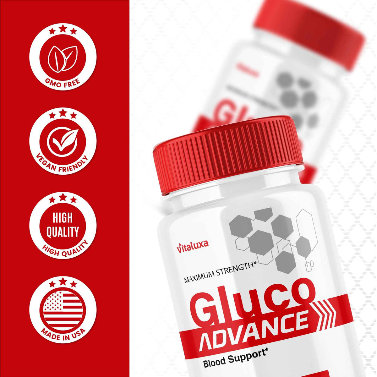 Gluco Advance Capsules, Gluco Advanced Blood Support Supplement GlucoAdvance Pills for Joints, GlucoseAdvance Premium Blend Flow Balance All Natural Formula Overall Health Wellness (60 Capsules)
