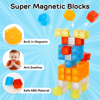 TOY Life Translucent Magnetic Blocks, 36-Piece STEM Set, Ages 3-8