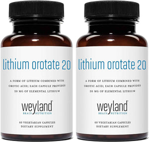 Lithium Orotate - 20mg of Elemental Lithium, 60 Vegetarian Capsules (120 Count (Pack of 2))