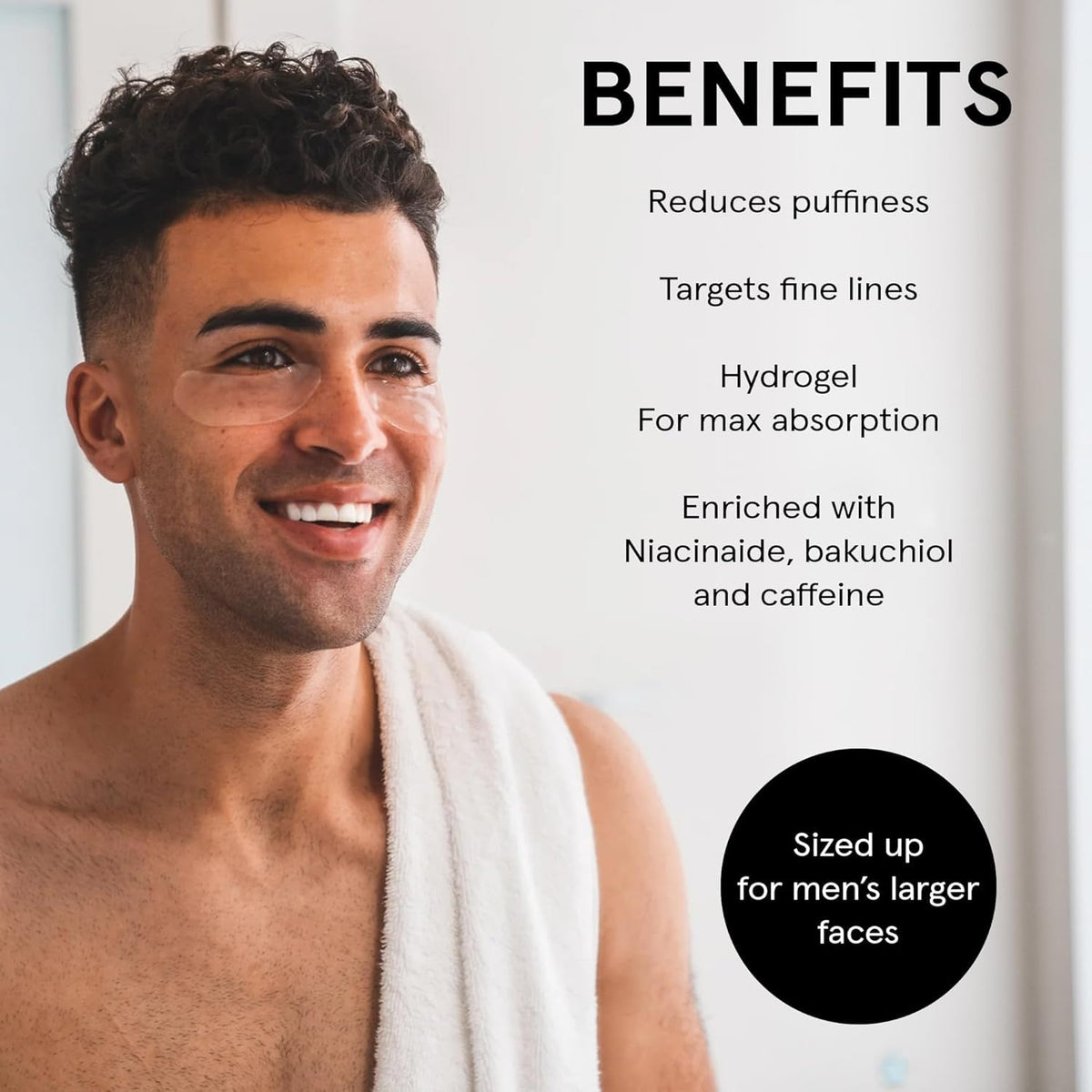 BRO MASK Under Eye Patches for Men - Hydrogel (6 Individual Packs)