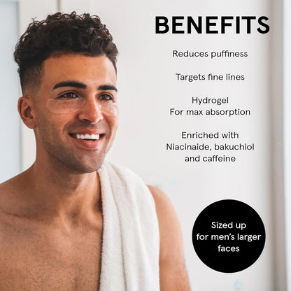 BRO MASK Under Eye Patches for Men - Hydrogel (6 Individual Packs)