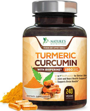 Turmeric Curcumin Supplement - 95% Curcuminoids with Organic Turmeric & BioPerine Black Pepper for Best Absorption - Daily Joint & Immune Health Support