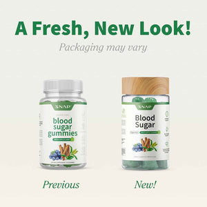 Snap Supplements Blood Sugar Gummies, Green Apple, 60 Sugar-Free Gummies - Support Already Healthy Blood Sugar Levels, with Cinnamon Bark, Blueberry Fruit Extract, Quercetin, (Packaging May Vary)