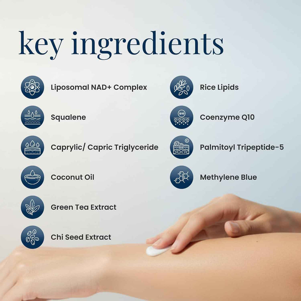 Renue Blue Methylene Blue Moisturizing Body Cream - Liposomal NAD+ Complex with Antioxidants, Peptides, and Botanical Extracts for Hydrated, Healthier‑Looking Skin