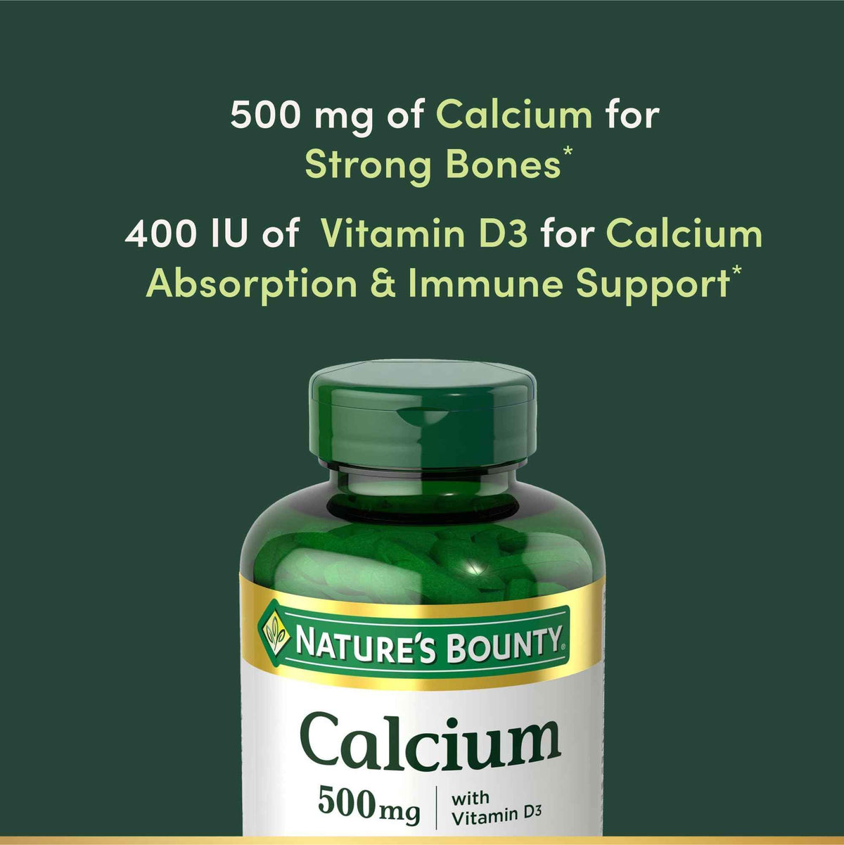 Nature’s Bounty Calcium Plus 400 IU Vitamin D3, Immune Support & Bone Health, 300 Tablets