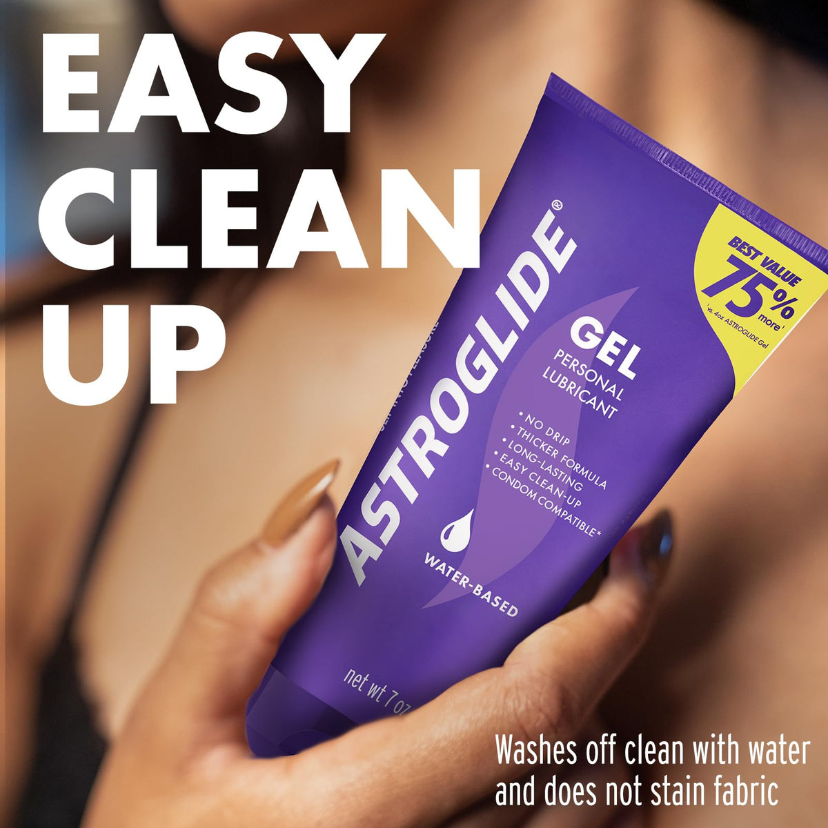 ASTROGLIDE Water-Based Lube, Thicker Gel, Stay-Put No Drip, 7 Fl Oz
