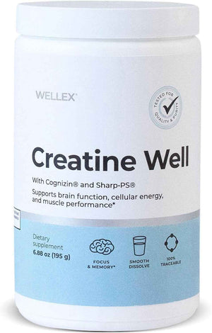 Papillex Creatine Well - Clean Creatine Powder for Brain Energy & Muscle Tone with Cognizin & Sharp - PS