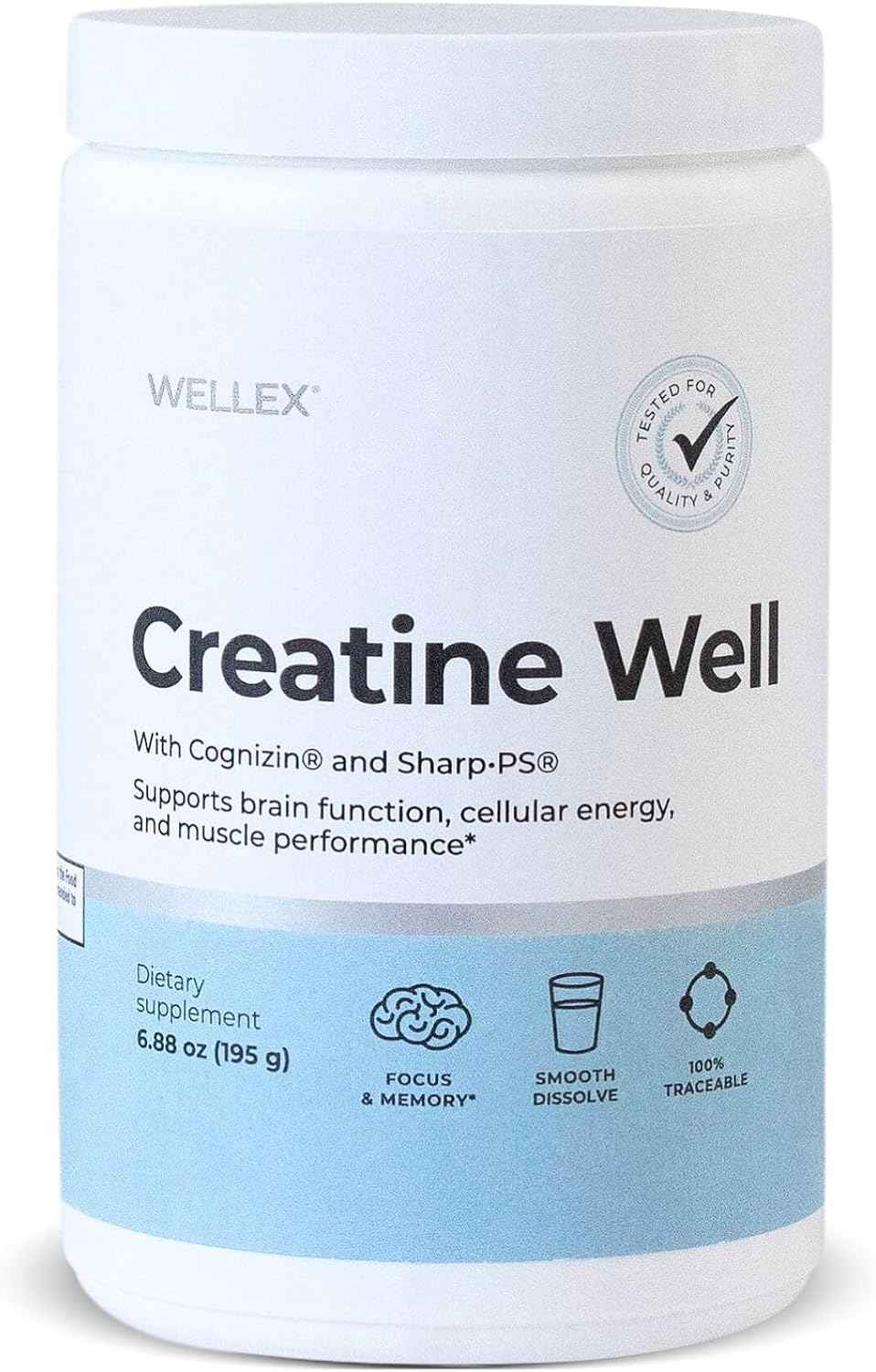 Papillex Creatine Well - Clean Creatine Powder for Brain Energy & Muscle Tone with Cognizin & Sharp - PS