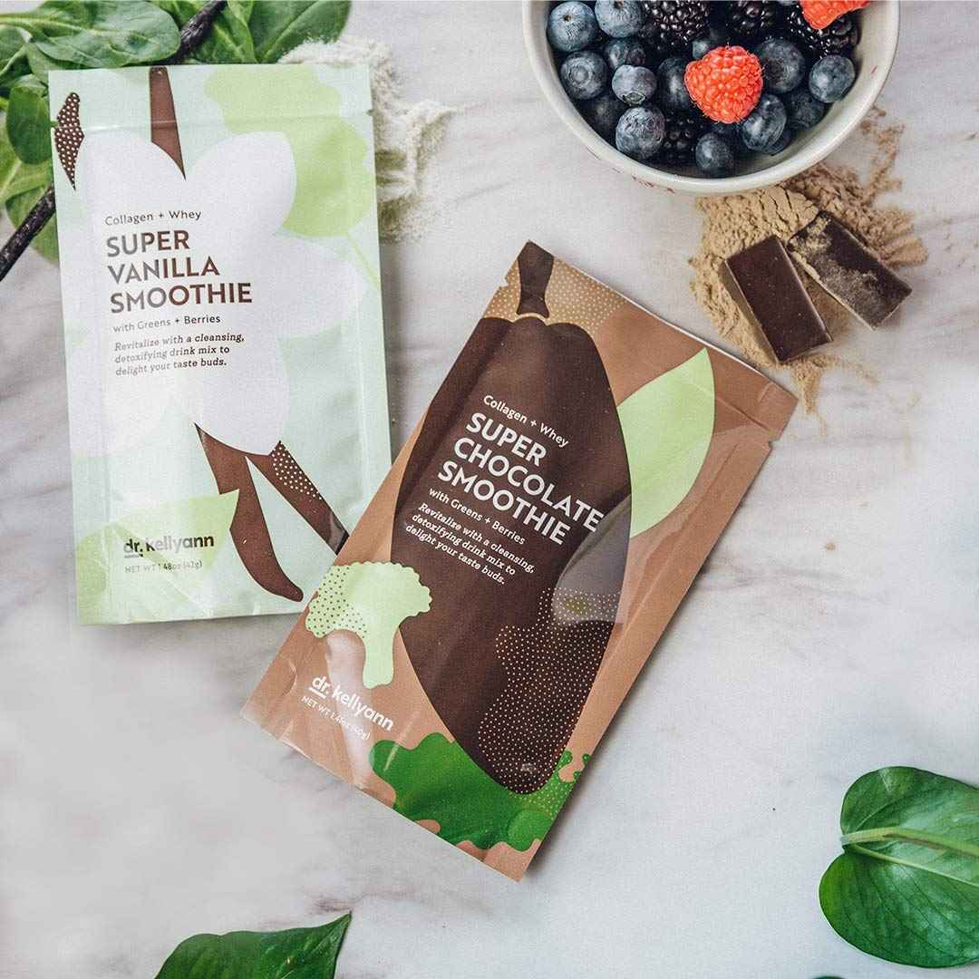 Dr. Kellyann Super Chocolate Collagen Smoothie (7 Servings) - Protein Shake, Keto & Paleo-Friendly, Supports Skin & Gut, 1 Pack