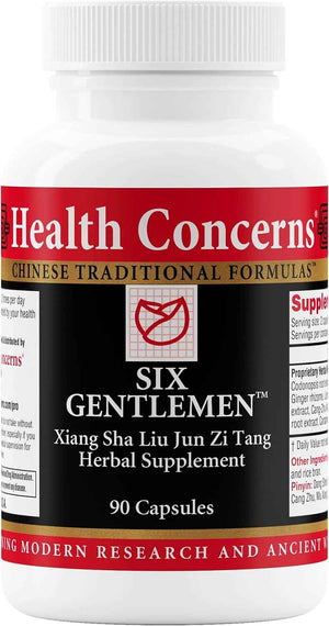 Health Concerns Six Gentlemen - Digestive Health & Qi Support Supplement - Licorice Root, Ginger & Codonopsis Formula - Bloating, Gas, Nausea - 90 Capsules - Chinese Herbal Medicine