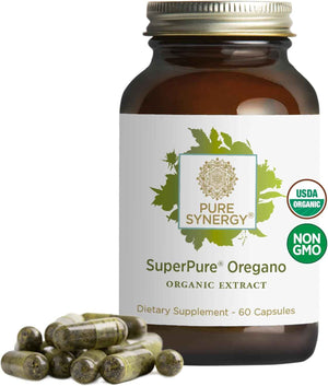 PURE SYNERGY SuperPure Oregano Extract - Oregano Oil Extract Capsules - Organic Oil and Leaf Supplement - for Immune, Digestive, and Respiratory Health (60 Capsules)