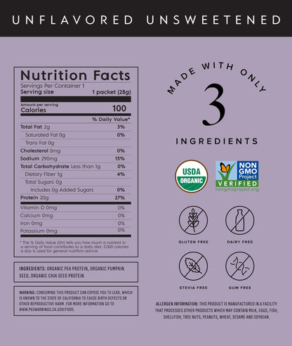 Truvani Organic Plant Based Protein Powder - Strawberry - 10 Servings - Vegan - 20g Pea Protein - Single Serving Travel Packets - Keto - Gluten & Dairy Free - Low Carb