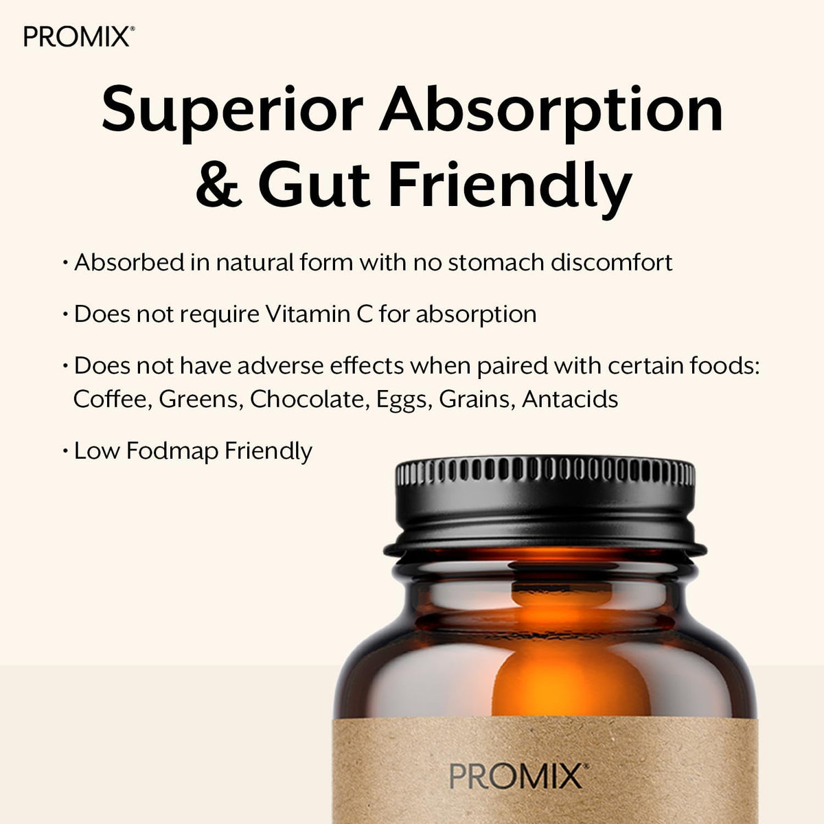 Promix Nutrition Heme Iron Supplement - Gut Friendly - 11mg polypeptide Formula - 90 Count