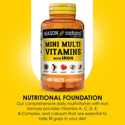 MASON NATURAL Mini Multivitamin with Iron, Gluten Free, 1 Year Supply