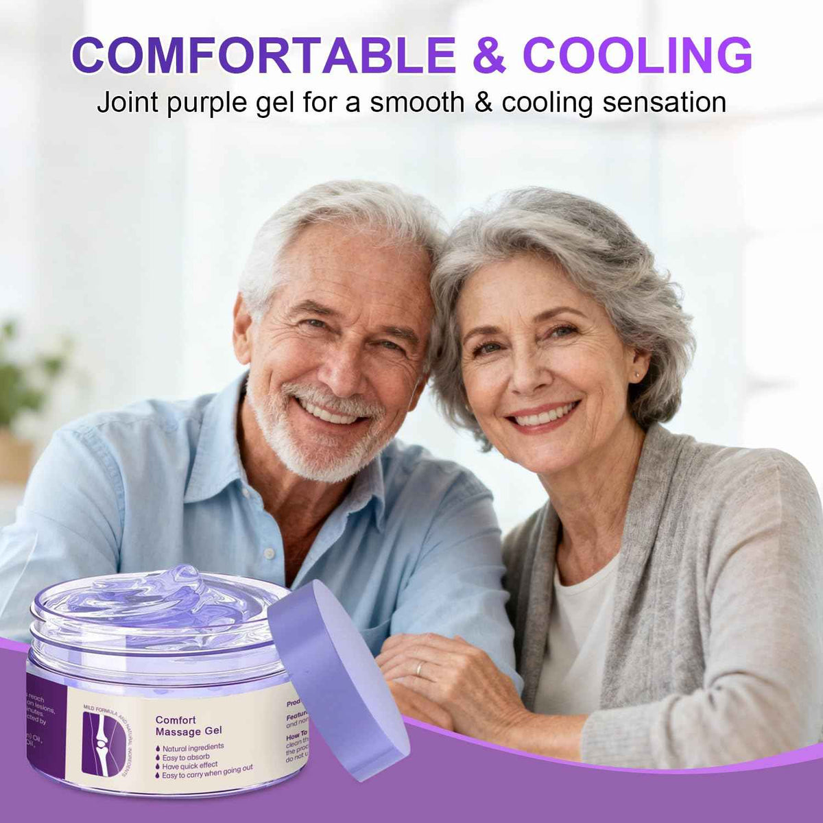 Kresin Joint Comfort Purple Gel, Kresin Joint Comfort Massage Gel, Soothes Discomfort for Neck, Back, Knees, Lumbar, and Feet, Absorb Quickly and Non-Greasy, 1.76 OZ, Violet