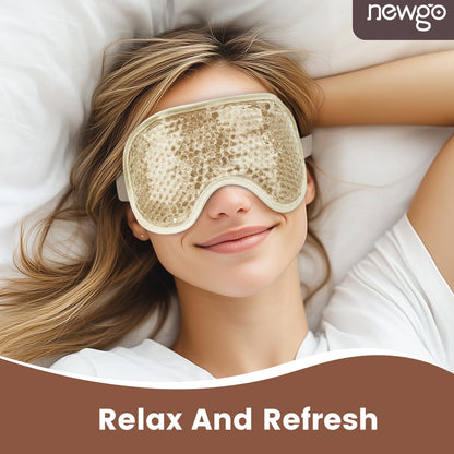 NEWGO Cooling Eye Mask – Cold Ice Pack for Puffy Eyes, Dark Circles, Headache & Stress Relief (Champagne)