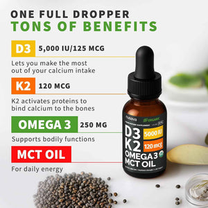 NUSAVA Vitamin B12 Liquid Drops and Unflavored D3 K2 Bundle - Daily Wellness Liquid Vitamins for Energy & Immune Support - Non-GMO, Gluten-Free, 2pk Each
