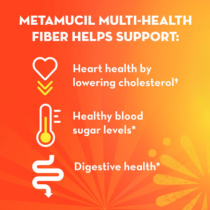 Metamucil Daily Fiber + Collagen,Psyllium Husk Powder,Plant Based Fiber Supplement,Sugar-Free with Stevia,3-in-1-Fiber Supplement for Digestive Health,Orange Flavored,90 Doses,(Pack of 2)
