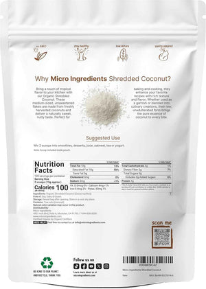 Organic Shredded Coconut Flakes, 4lbs - Raw Unsweetened Flavor, Medium Sized - Great for Baking, Smoothies, or Garnish - Non-GMO, Sugar Free, Keto Friendly
