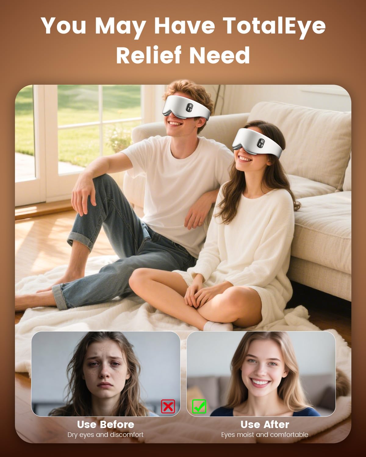 Anydance Cordless Heated Eye Mask – Rechargeable Warm Compress for Dry Eyes & Sleep Relief (Grey)