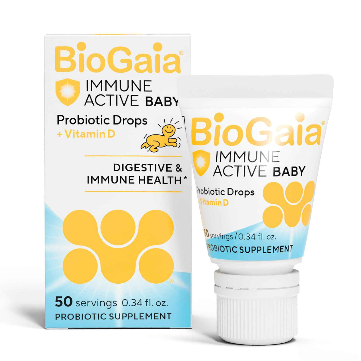 BioGaia Immune Active Baby Probiotic Drops + Vitamin D - for Babies & Toddlers 0-36 Months - Supports Digestive & Immune Health