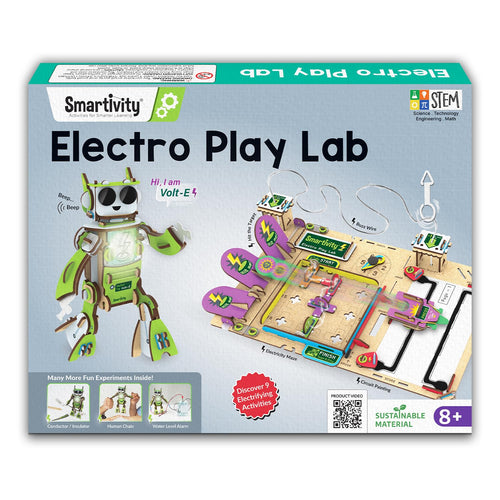 Smartivity Electro Play Lab for Kids | 8+ Circuit Experiments + Build Electric Robot Volt-E with Light & Sound | DIY Electricity STEM Kit | Birthday Gift Boys & Girls 8 9 10 11 12 13 14