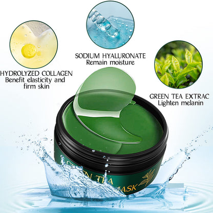 Tiepetly Green Tea Collagen Under Eye Masks - Hydrating Eye Patches for Dark Circles & Puffy Eyes (60 Pcs)