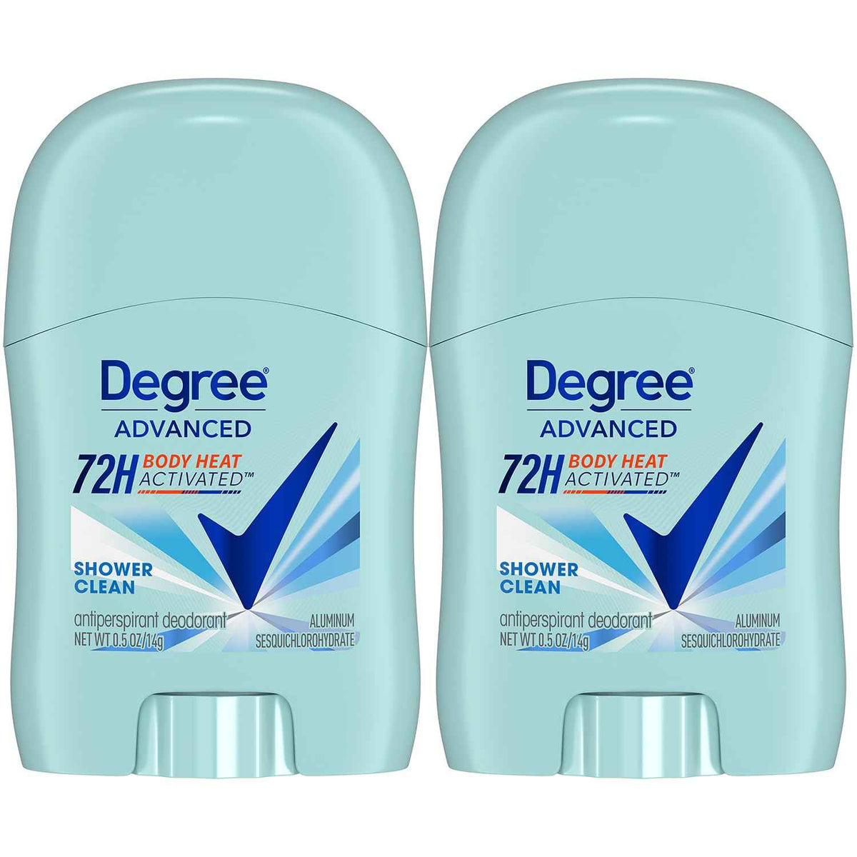 Degree Advanced Travel Deodorant Bulk Variety 24-Pack, 0.5 Oz Ea - 72H Body Heat Activated Mini Antiperspirant Deodorant Bundle - 12 Cool Rush for Men + 12 Shower Clean for Women