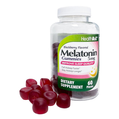 HealthA2Z® Melatonin Gummies| 60 Counts | 5mg | Natural Sleep Aid for Deep & Restful Sleep | BlackBerry Flavor | Sleep Aid Gummies
