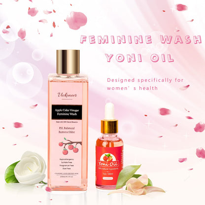 Vickoneer Yoni Wash for Women & Yoni Essential Oil, Intimate Feminine Wash Yoni Care