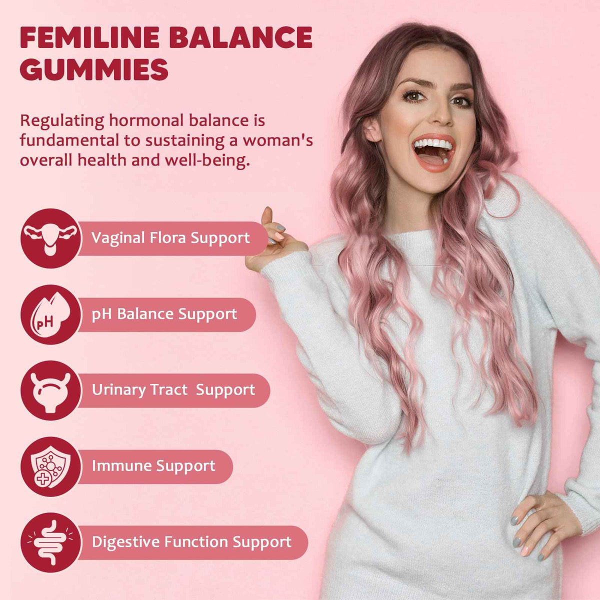 GORNVB Premium Feminine Balance Gummies for Women, Support pH Balance & Vaginal Probiotics Health Gummies with Cranberry Pineapple Powder, D-Mannose, Sugar Free, Gluten Free, Vegan