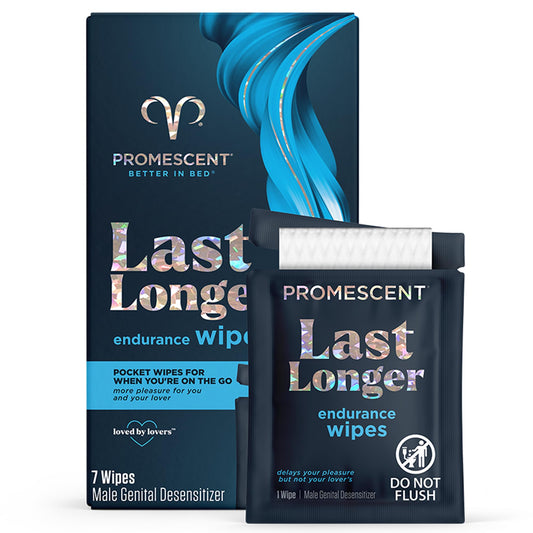 Promescent Delay Wipes Sexual Enhancer for Men to Last Longer in Bed, Extended Climax Control with Benzocaine for Male Genital Desensitizing - Increase Duration (7 Count)