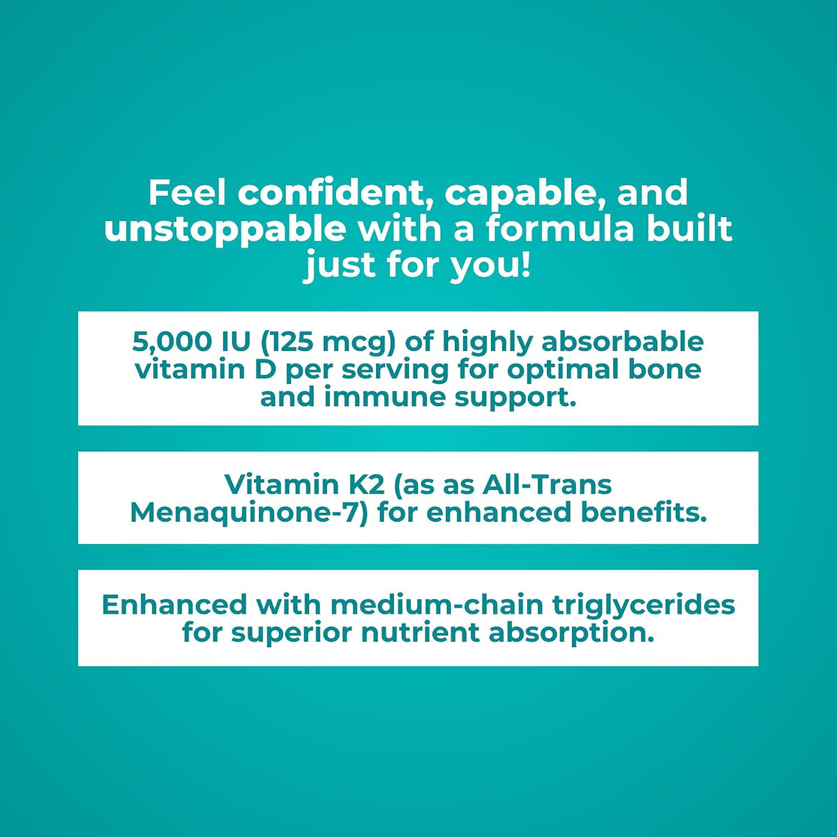 Reignite Wellness by JJ Virgin - Vitamin D Plus - Relevant Serving of 5000 IU, Highly Absorbable Vitamin D + Vitamin K1 & K2 - GG Supplement for Immune Health - Bone and Heart Supplement - 60 Softgels