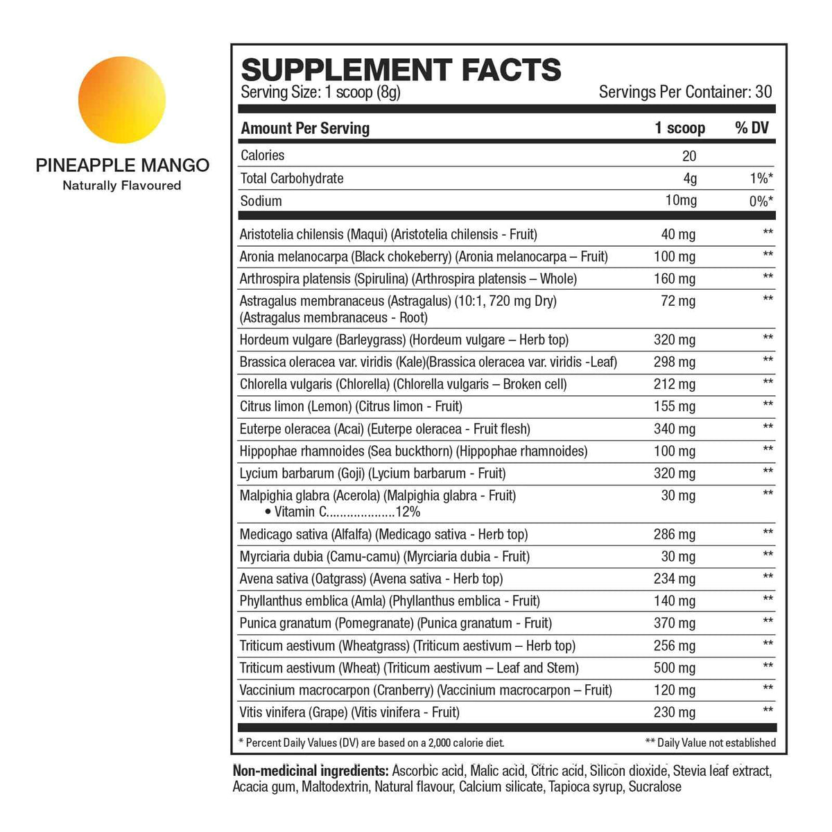 HD MUSCLE GreensHD Premium Daily Greens - Organic Superfood Blends - for Immune Support & Digestion - with Spirulina, Chlorella, & Adaptogenic Herbs - 30 Servings (Pineapple Mango)