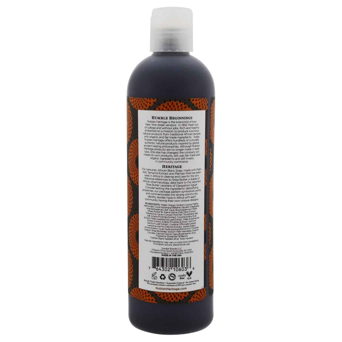 Nubian Heritage Body Wash, African Blk Soap, Tea Tree Oil Oats & Aloe, 13 Fl Oz pack of 2