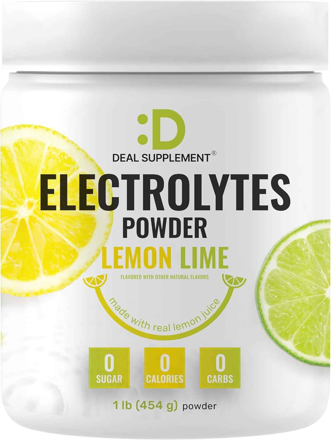 Electrolytes Powder, 1lb (69 Servings) - No Sugar, Lemon Lime - Hydration Supplement Drink Mix - High Potassium 1,000mg Per Serving, Manganese & Magnesium - Natural Hydration & Energy - Keto Friendly