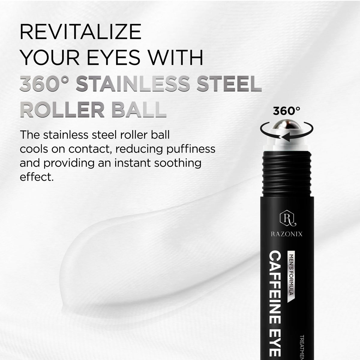 RAZONIX Eye Bags Treatment for Men - Caffeine Eye Roller (Medium)