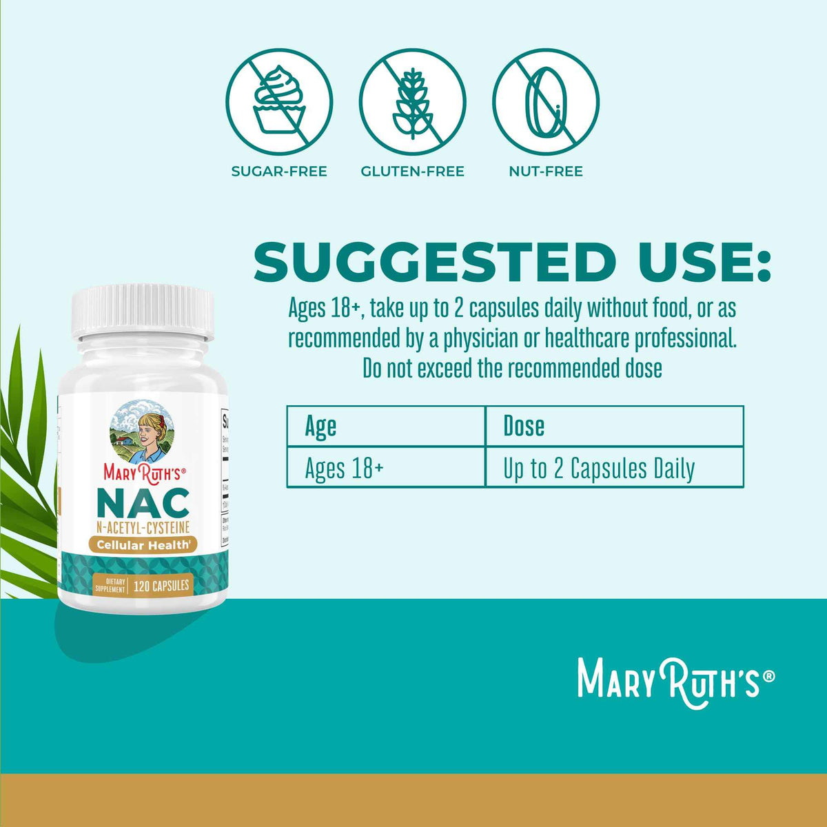 MARYRUTH'S Organics NAC Supplement N-Acetyl Cysteine - 2 Month Supply - NAC 1000mg per Serving - Vegan Capsules - Gluthamine Precursor - Amino Acid