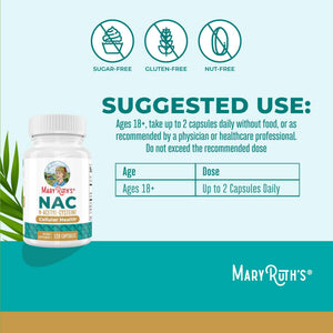 MARYRUTH'S Organics NAC Supplement N-Acetyl Cysteine - 2 Month Supply - NAC 1000mg per Serving - Vegan Capsules - Gluthamine Precursor - Amino Acid