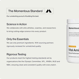 Momentous Vital Aminos Powder Supplement - BCAA & EAA - Tropical Punch - NSF Certified for Sport - GMO- & Gluten-Free - 30 Servings - Package May Vary